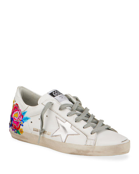 Golden Goose Superstar Floral-Paint Low-Top Sneakers | Neiman Marcus