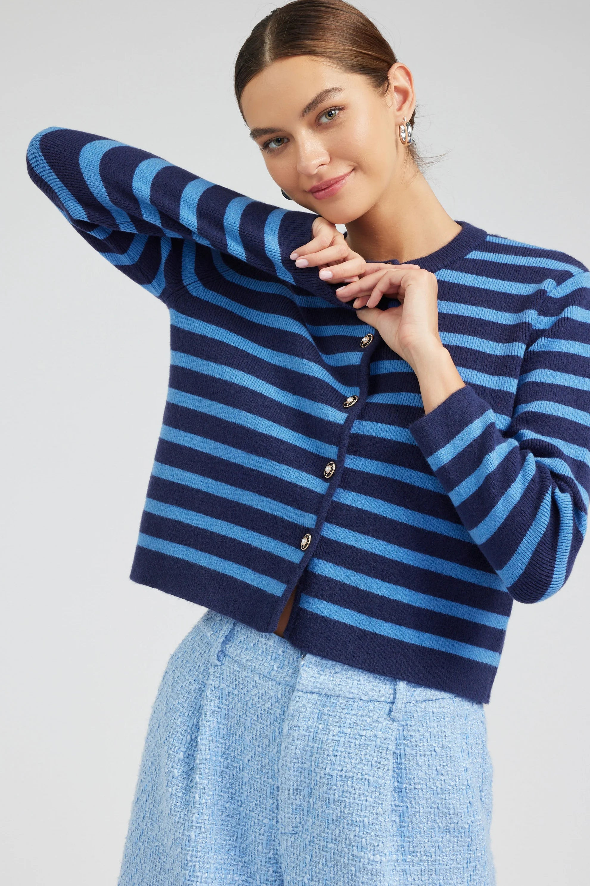 Blue Striped Cardigan Medium | Refinery