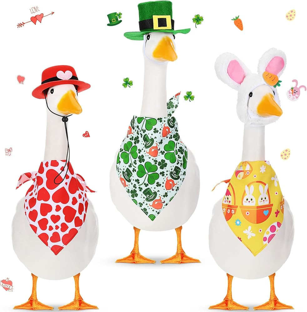 Shyyween 3 Set Valentine's Day Goose Outfit St. Patrick's Easter Bunny Lawn Porch Duck Costume 23... | Amazon (US)