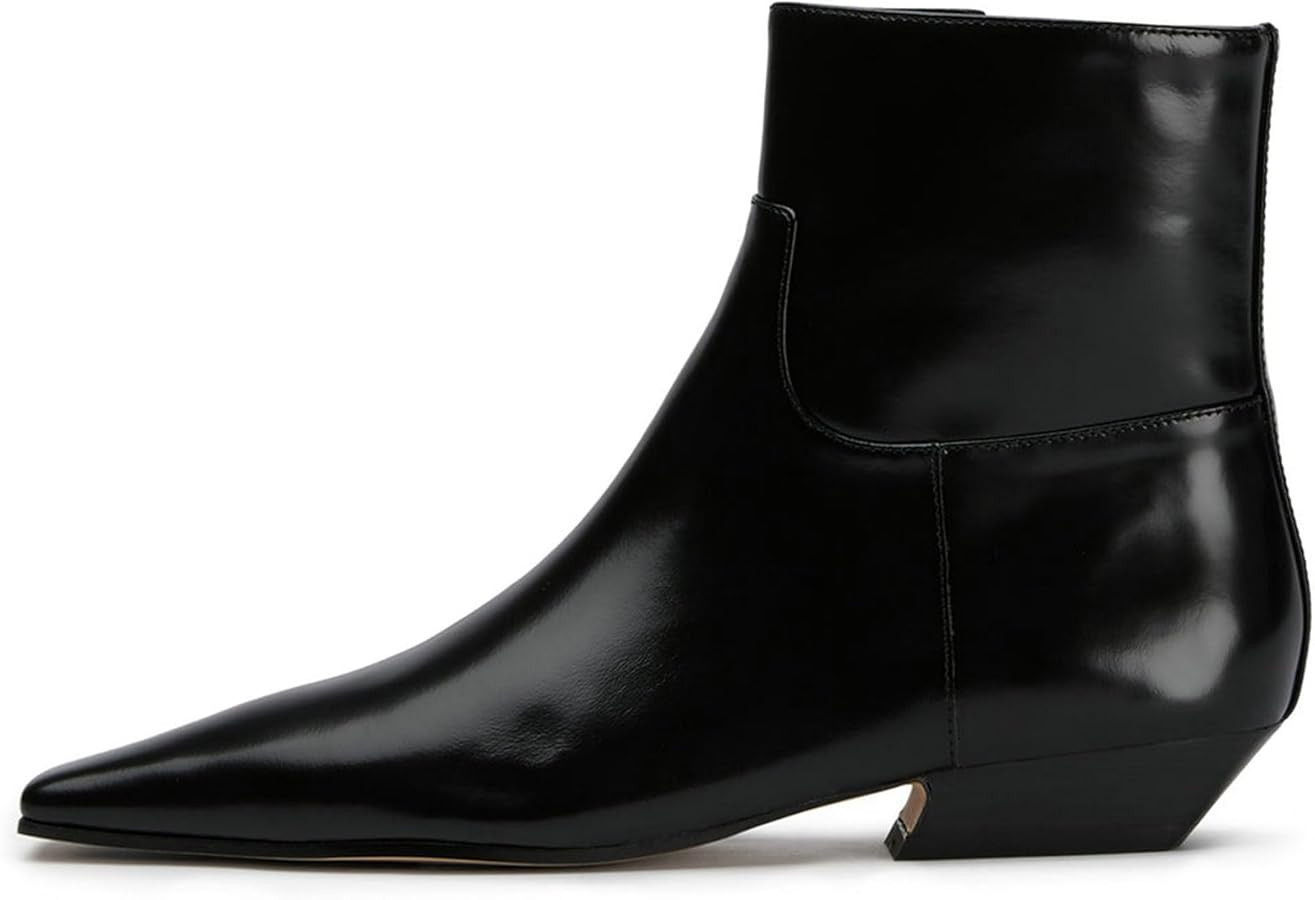 KysBloes Women Square Toe Ankle Boots Low Heel Booties Flats Winter Shoes Comfortable Side Zip Sh... | Amazon (US)