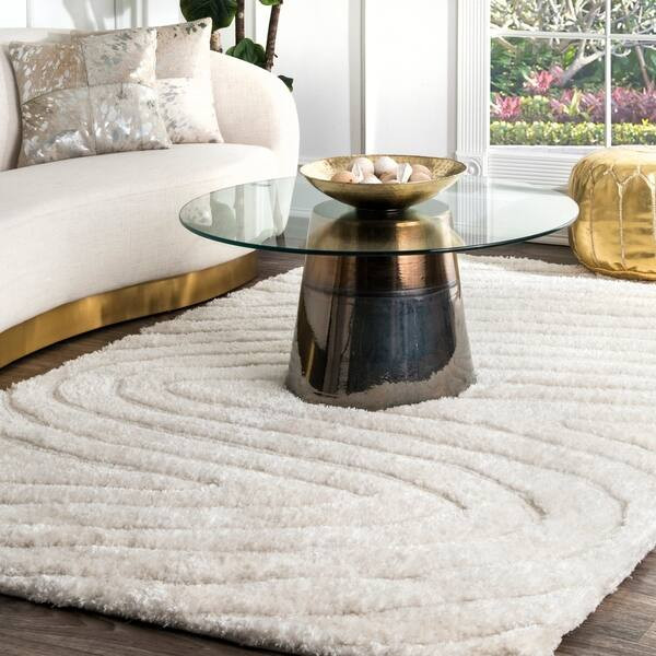 nuLOOM Handmade Contemporary Textured Wave Shag Area Rug - 5' x 8' - Ivory | Bed Bath & Beyond