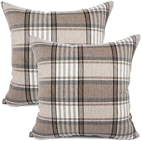YOUR SMILE Set of 2 Retro Farmhouse Outdoor/Indoor Buffalo Tartan Chequer Stripe Plaid Cotton Lin... | Amazon (CA)