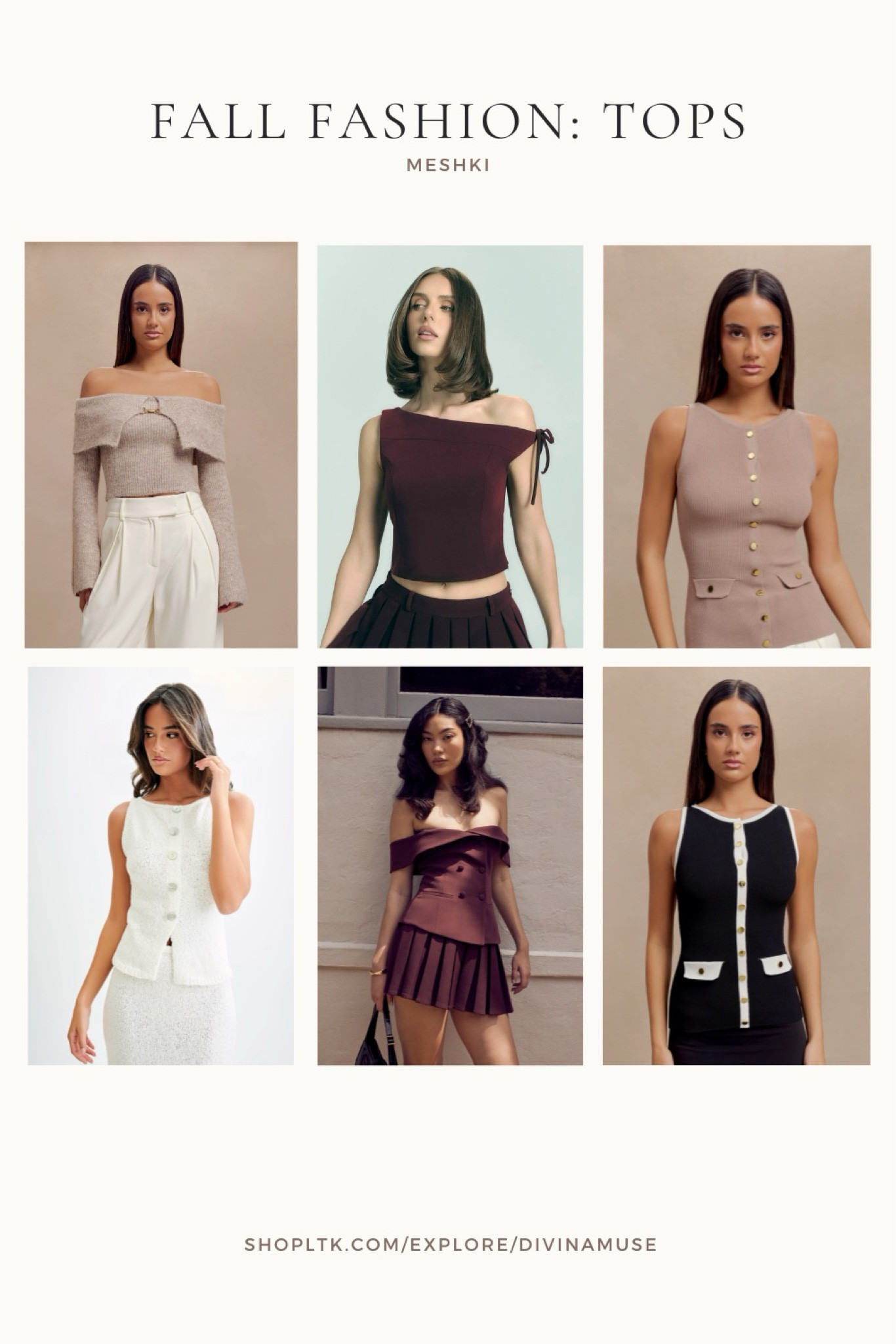 Fall fashion tops 🤎 seasonal transition is here and so are the cute tops. I’m in love with the deep browns, wines, and maroons for fall. The knit off shoulder top also comes in a dress which I have, and it’s warm, flattering, and one of my favourite dresses that I own. True to size and I like the long sleeve detail. Some of these come with matching bottoms that I also tagged if you love cohesive, matching sets 
- 
Off shoulder tops, knit off shoulder top, asymmetrical tops, workwear, work tops, office tops, office outfit, work outfit, classy tops, chic tops, boatneck tops, boatneck tank tops, double breasted off shoulder top, button up vest tops, dark red tops, maroon tops, white tops, black tops, neutral tops 

#LTKWorkwear #LTKItBag #LTKStyleTip