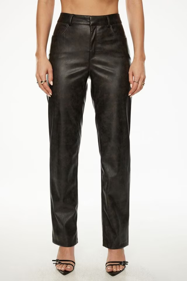 Justina Straight Faux Leather Pants | Dynamite Clothing
