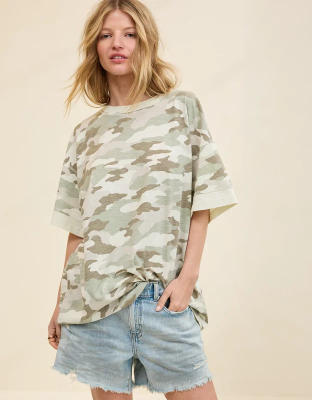 Aerie Crew Oversized Boyfriend T-Shirt | American Eagle Outfitters (US & CA)