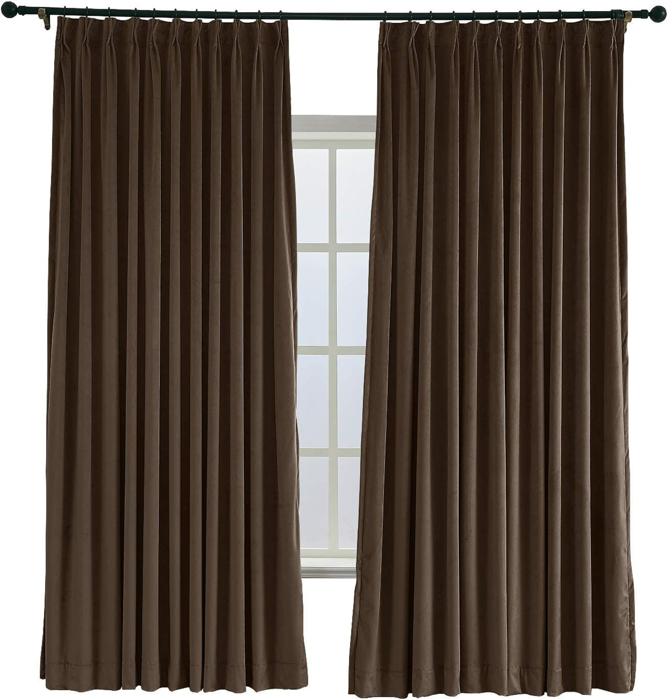 TWOPAGES 72 W x 102 L Pinch Pleat Curtain Room Darkening Velvet Curtain Drapery Panel for Travers... | Amazon (US)