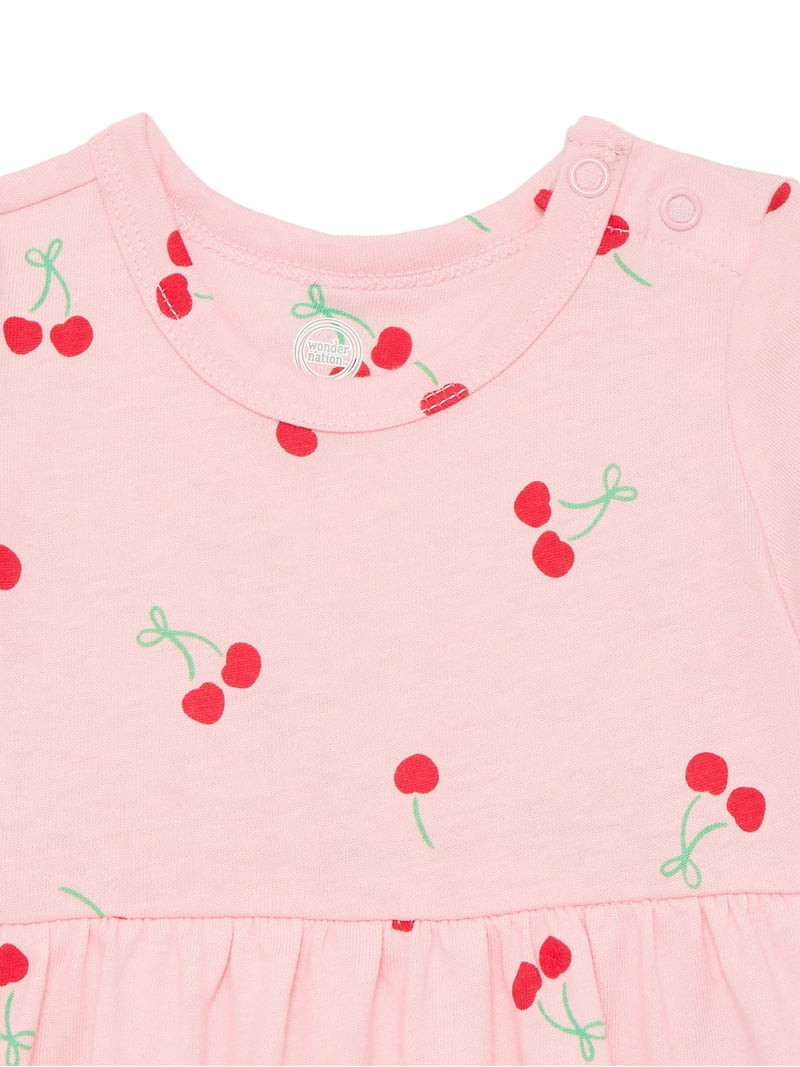 Wonder Nation Baby Girl Short Sleeve Dress, Sizes 0-24 Months | Walmart (US)