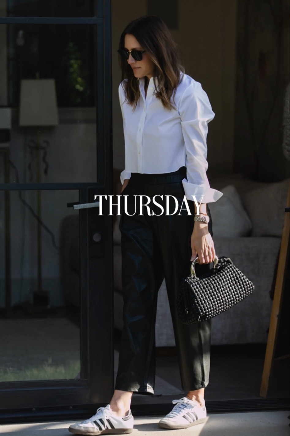 Leather trouser, cropped button up, smart casual outfit 

#LTKstyletip #LTKworkwear #LTKover40
