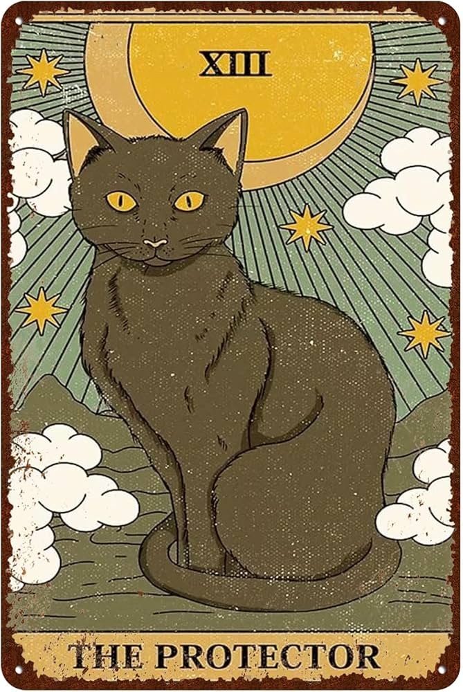 CLYSLA Cat Vintage Tin Signs - Tarot Card The Protector XIII Metel Signs - Retro Wall Decor Home ... | Amazon (US)