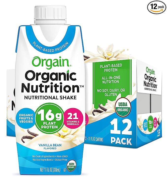 Orgain Organic Vegan Plant Based Nutritional Shake, Vanilla Bean - Meal Replacement, 16g Protein,... | Amazon (US)