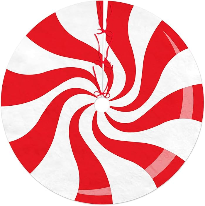 36 Inch Red Swirl Christmas Tree Skirt Sweet Candy Cane Red and White Christmas Decorations Xmas ... | Amazon (US)
