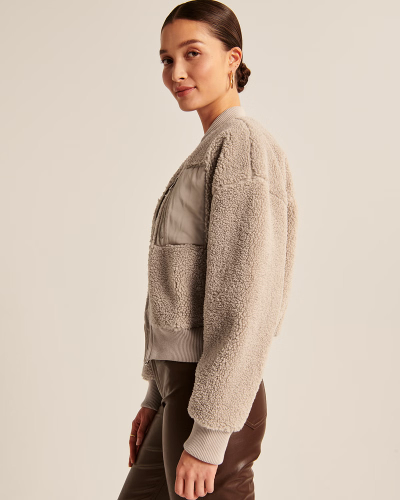 Long Sherpa Bomber Jacket | Abercrombie & Fitch (US)