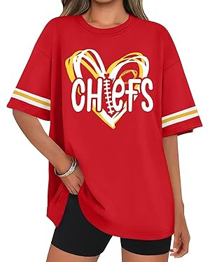 Football Shirt Women Game Day Tshirt Football Season Short Sleeve Tops Team Fans Heart Graphic Ou... | Amazon (US)