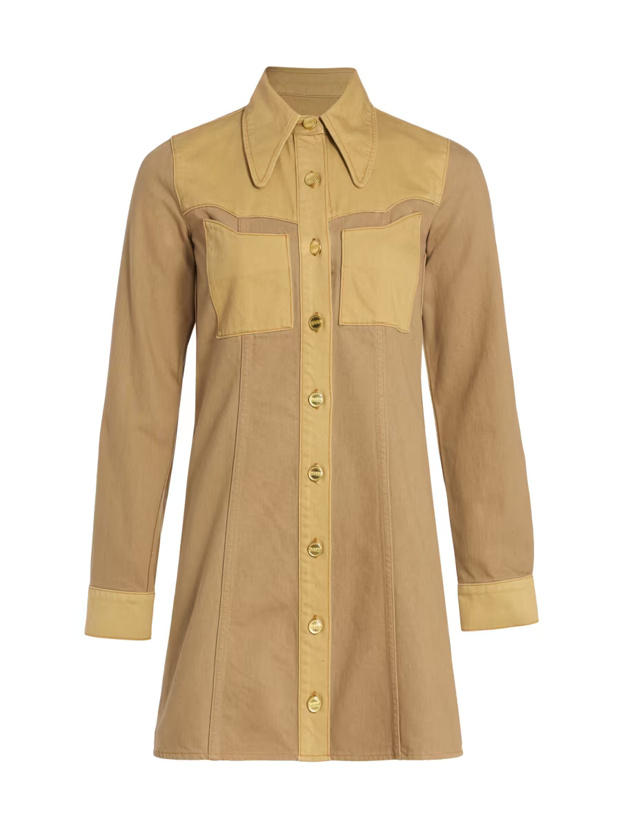 GANNI Overdyed Denim Western Minidress | Saks Fifth Avenue