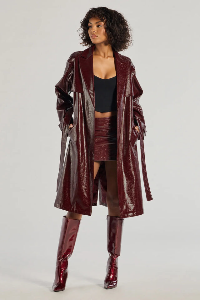 Chic Authority Faux Leather Trench Coat | Windsor Stores