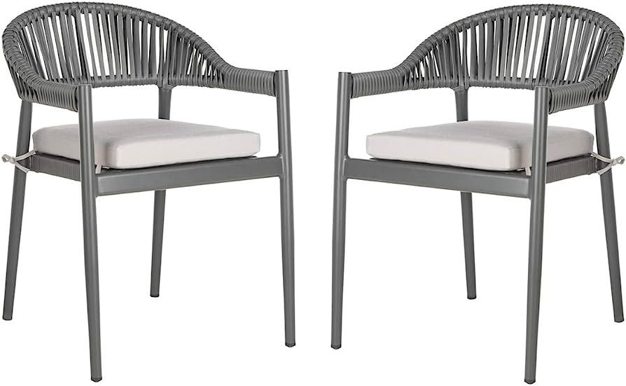 Safavieh PAT4023A-SET2 Outdoor Collection Greer Grey Stackable Rope (Set of 2) Patio Chair | Amazon (US)