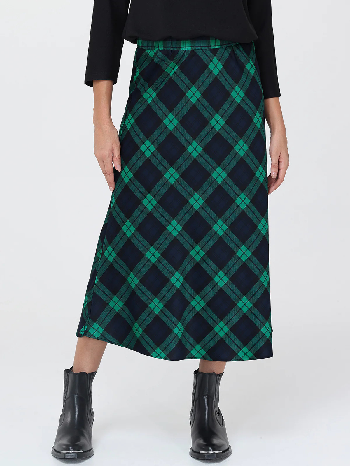 89th & Madison Flare Plaid Midi Skirt | 89th + Madison