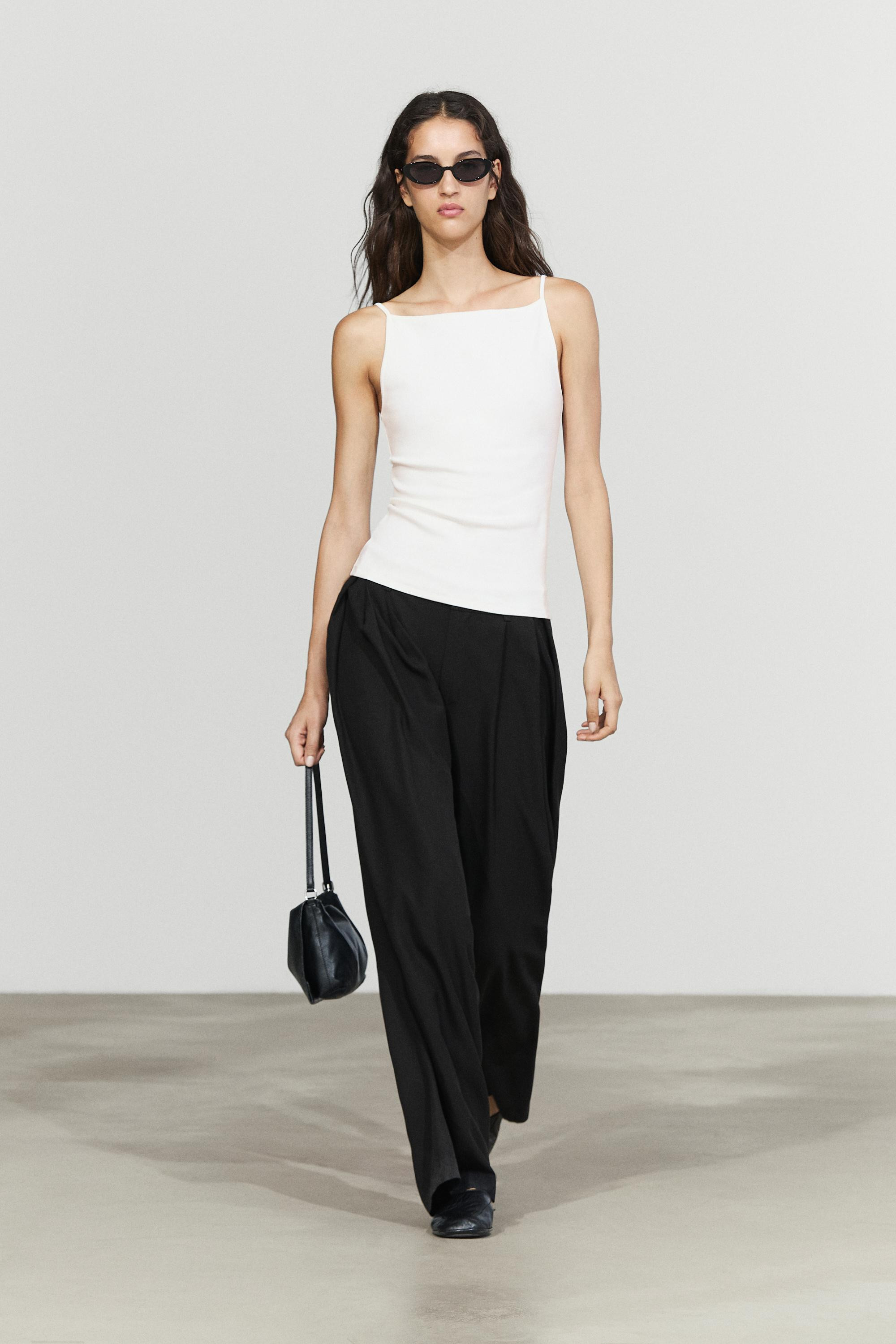 Cotton blend camisole top | Massimo Dutti UK