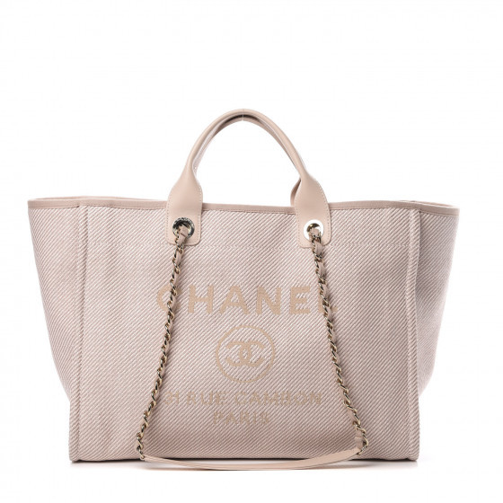 Mixed Fibers Calfskin Medium Deauville Tote Beige | Fashionphile