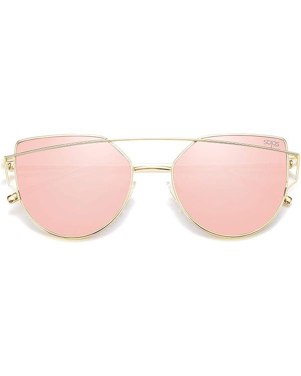 SOJOS Cat Eye Sunglasses for Women Fashion Designer Style Mirrored Lenses | Amazon (US)