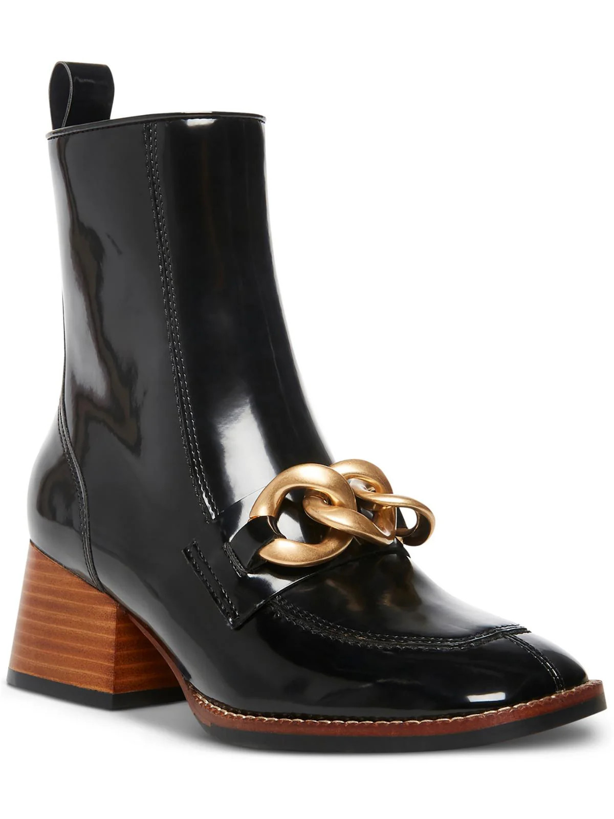 Loreen Womens Patent Square Toe Ankle Boots | Shop Simon