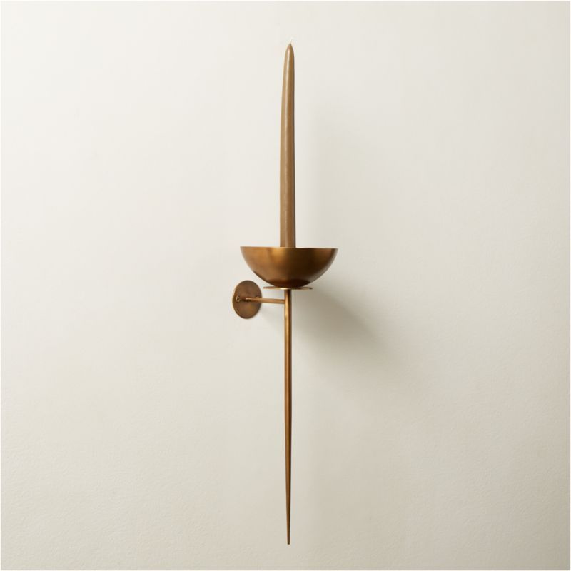 Vela Aged Brass Wall Sconce Candle Holder | CB2 | CB2