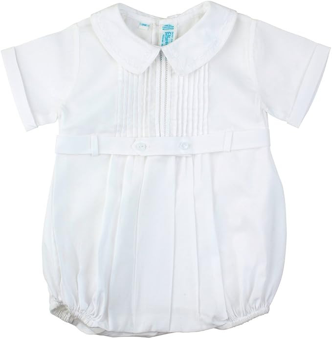 Feltman Brothers Baby Boy Romper Pintucked Creeper Baptism Christening | Amazon (US)