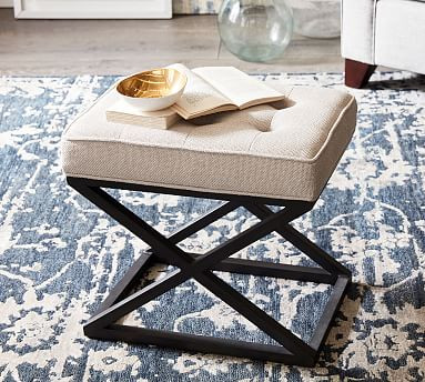 Kirkham Tufted Upholstered Stool | Pottery Barn (US)