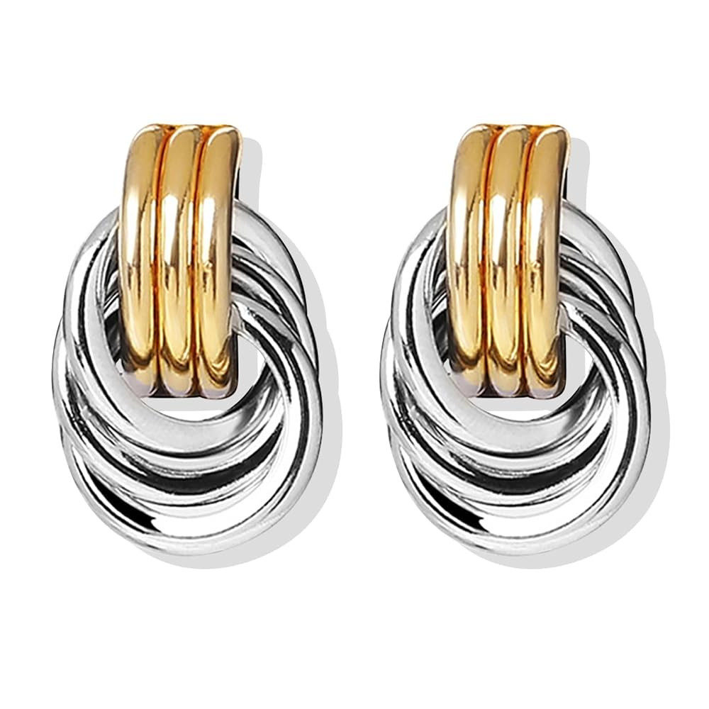 Chunky Gold Knot Earrings for Women Trendy Gold Triangle Stud Earrings Gold Geometric Statement E... | Amazon (CA)