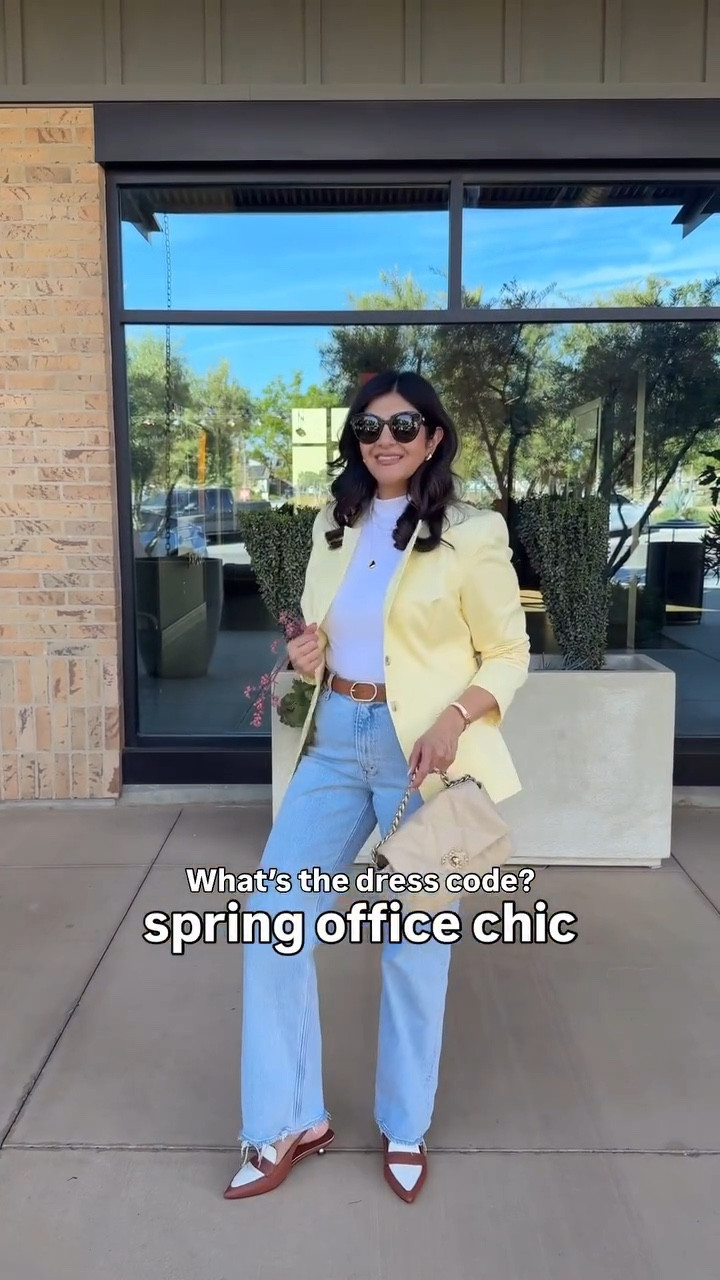 Spring business casual office chic done right. Light layers, clean denim, and a look that moves with confidence from desk to wherever.
These jeans will hide the fupa and this wash is currently on sale too 
-buttery yellow blazer
-aritzia top
-work shoes

Perfect for:
• office days 
• client meetings 
• presentations
• work dinners 
• conference 

#businesscasual #officelook @abercrombie @Aritzia 

#LTKootd #LTKSaleAlert #LTKWorkwear