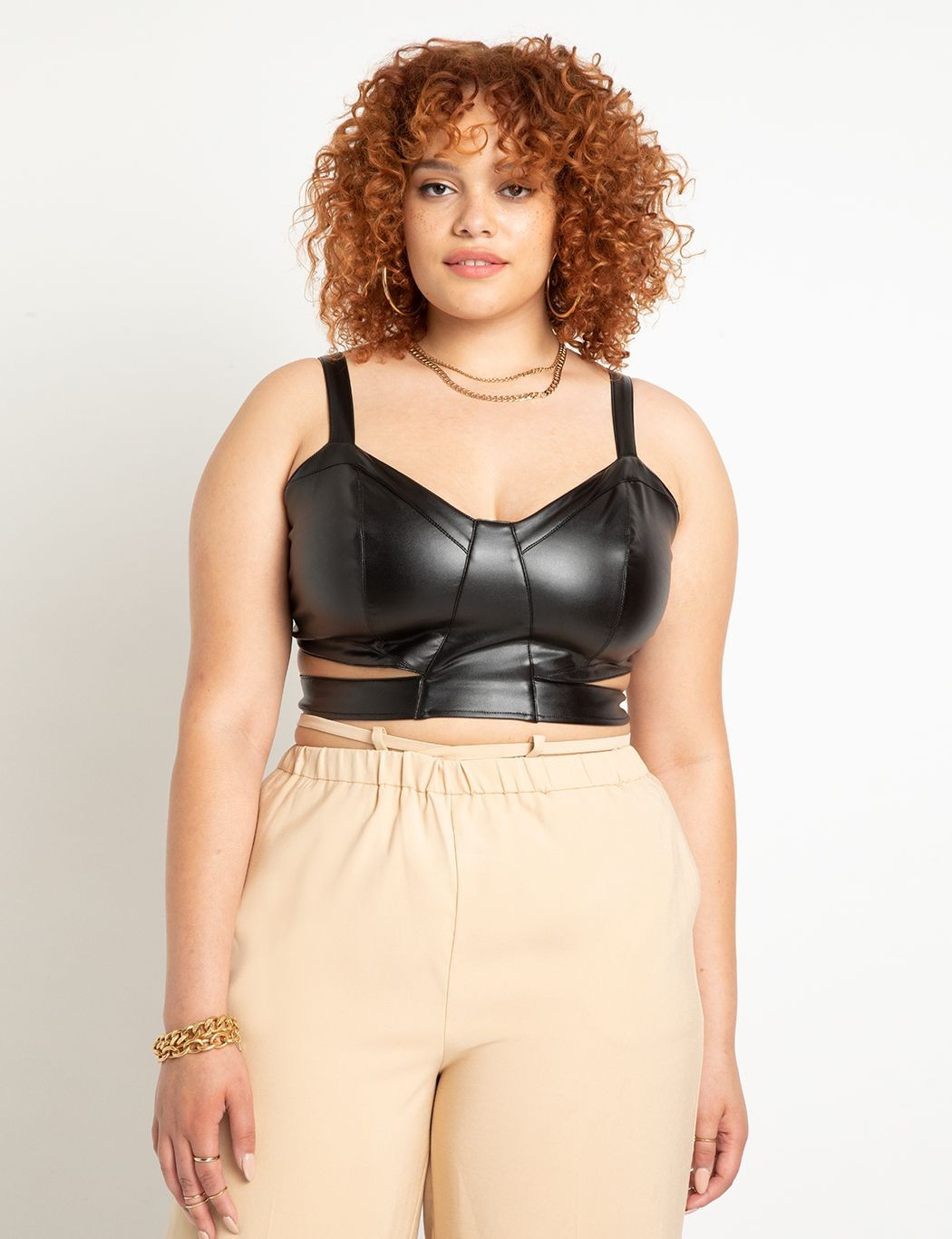 Faux Leather Cutout Tank | Women's Plus Size Tops | ELOQUII | Eloquii