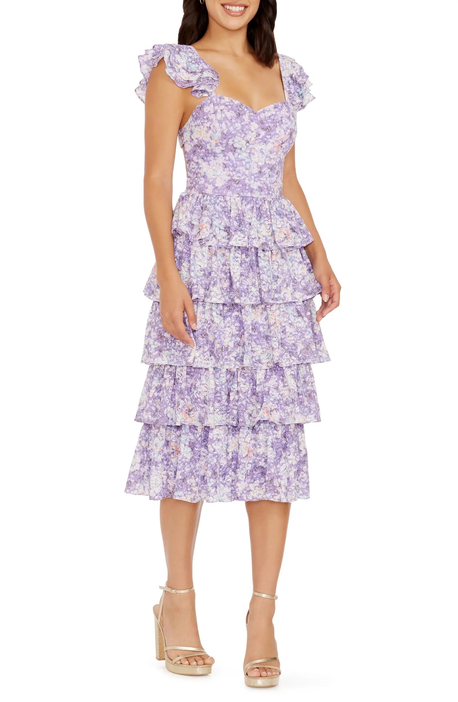 Kristen Floral Ruffle Tier Midi Dress | Nordstrom