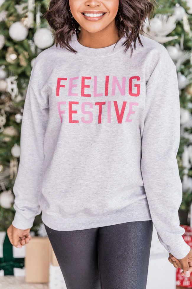 Feeling Festive Graphic Ash Sweatshirt | The Pink Lily Boutique