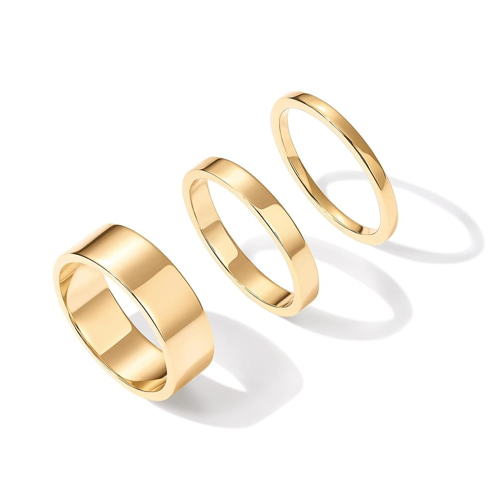 PAVOI 18K Gold Plated 3 Rings Set | Gold Stacking Rings for Women | Stacking Ring Set | Amazon (US)