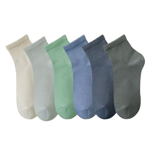 MAGIARTE Womens Mini Crew Ankle Socks Pure Cotton Athletic Casual Mutil Color Socks for Women 6-Pack (Mini Crew #05) | Amazon (US)