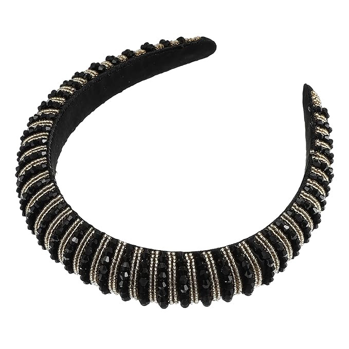 VOCOSTE Rhinestone Headbands - Crystal Embellished, Diamond Bling, Handmade Black, Thick Padded S... | Amazon (US)