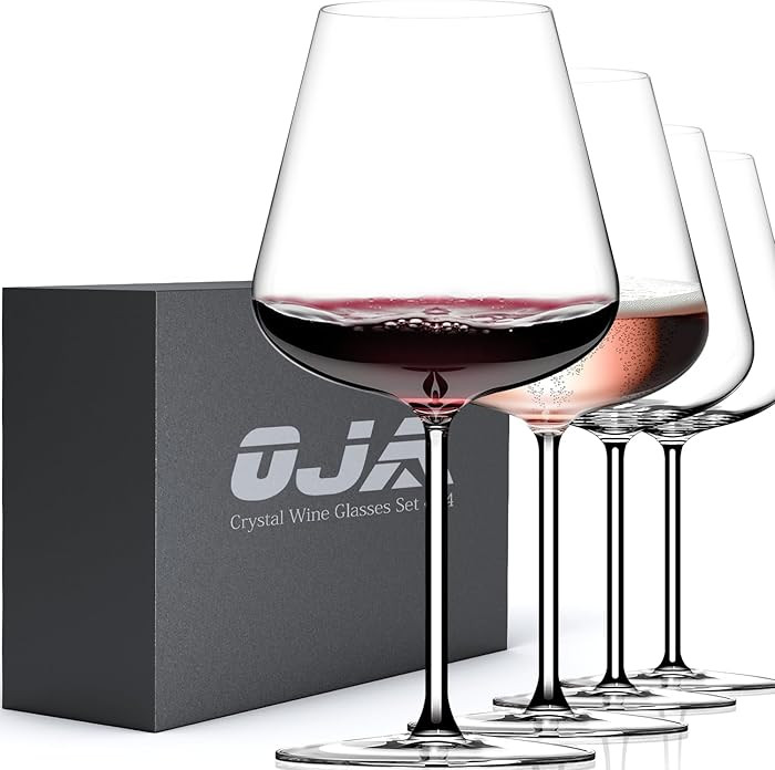 Red Wine Glasses Set of 4, 28 oz Large Wine Glasses, Hand Blown Crystal Clearer, Lighter for Tast... | Amazon (US)