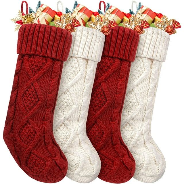 Mighty Rock Large Christmas Stockings 4Pack -18 inches Christmas Stockings Double-Sided Cable Kni... | Walmart (US)