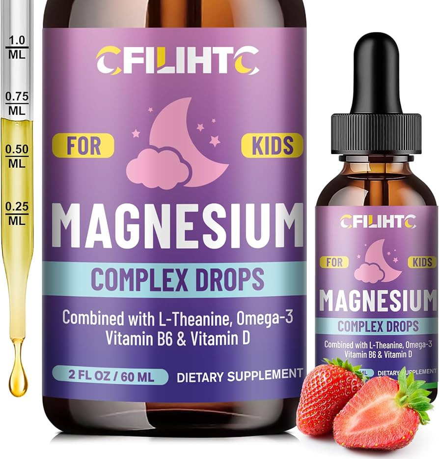 Kids Magnesium Liquid Drops-Magnesium Glycinate Liquid for Kids Supplement-w/L-theanine, Omega-3,... | Amazon (US)