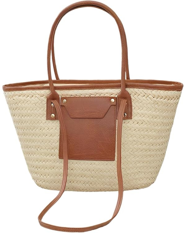 Women Straw Tote Bag Summer Beach Bags Luxury Handmade Shoulder Bag Woven Basket Handbags Large S... | Amazon (US)