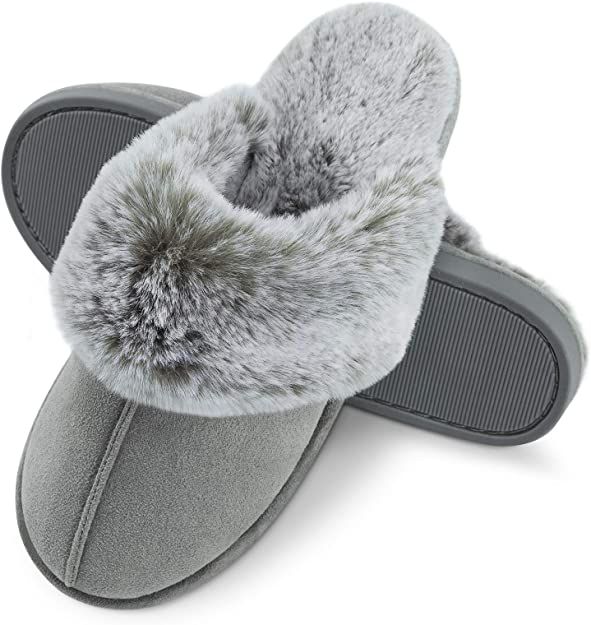 Womens Slipper Fuzzy Fluffy House Slippers Faux Fur Cozy Warm Soft Indoor Shoes Memory Foam Anti-... | Amazon (US)