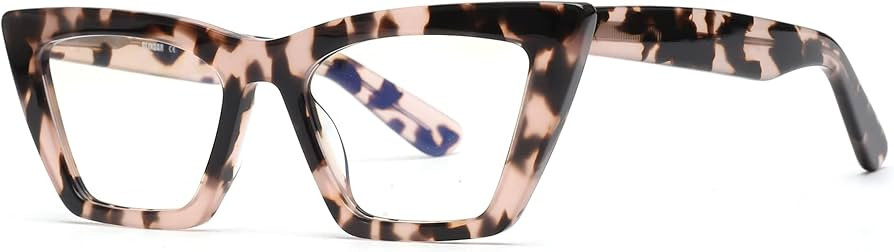 GLINDAR Cat Eye Blue Light Blocking Glasses Vintage Narrow Square Computer Eyeglasses Acetate Fra... | Amazon (US)