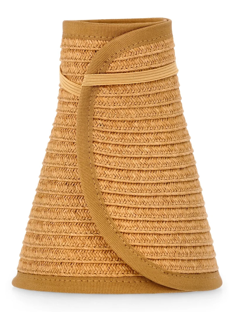 Time and Tru Women's Packable Straw Visor Hat, Dark Natural - Walmart.com | Walmart (US)