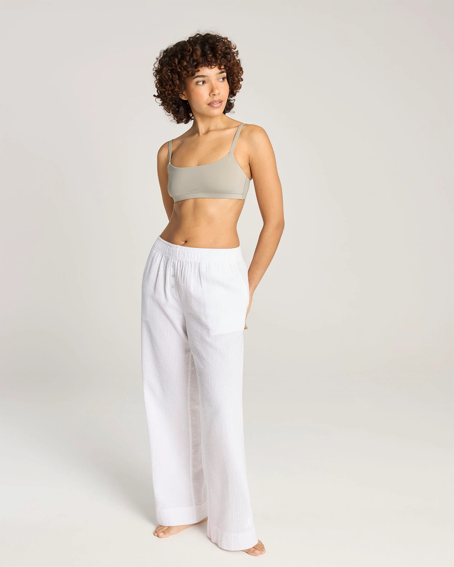 The Seersucker Button Trouser White | PJ Trouser | Nudea | Nudea UK