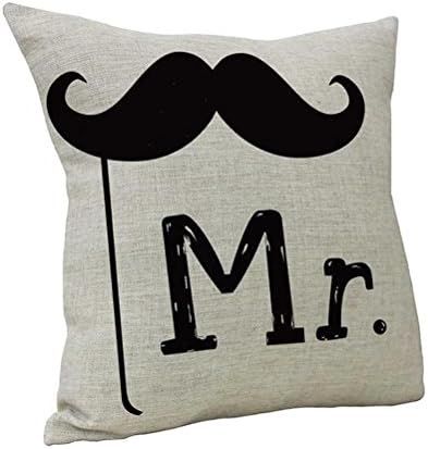 Nunubee Cotton Linen Throw Bed Cushion Letters Sofa Pillow Cover Decor Mr Mustache | Amazon (US)