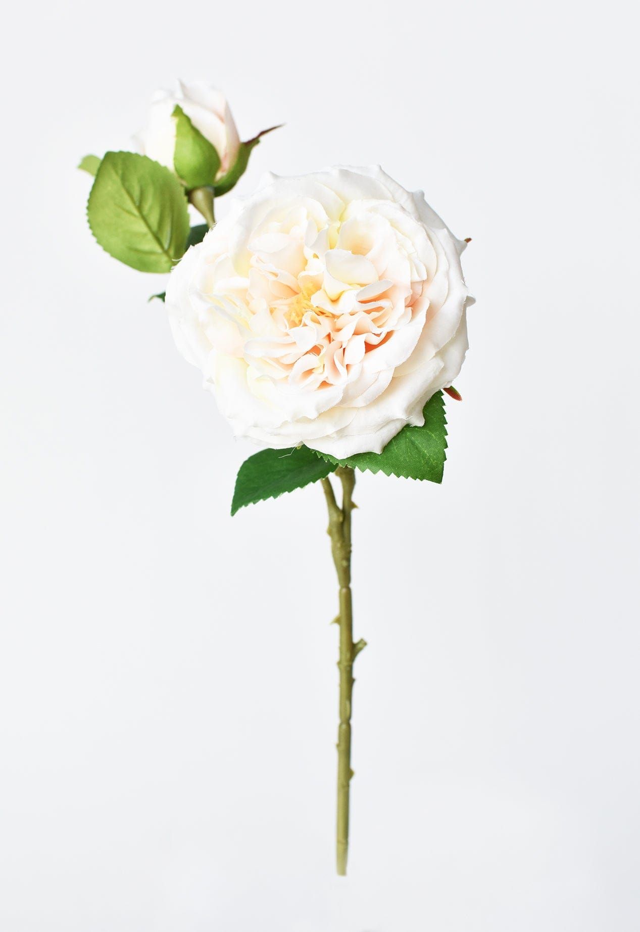 14" Faux Cream Cabbage Rose Stem | HouseFloral