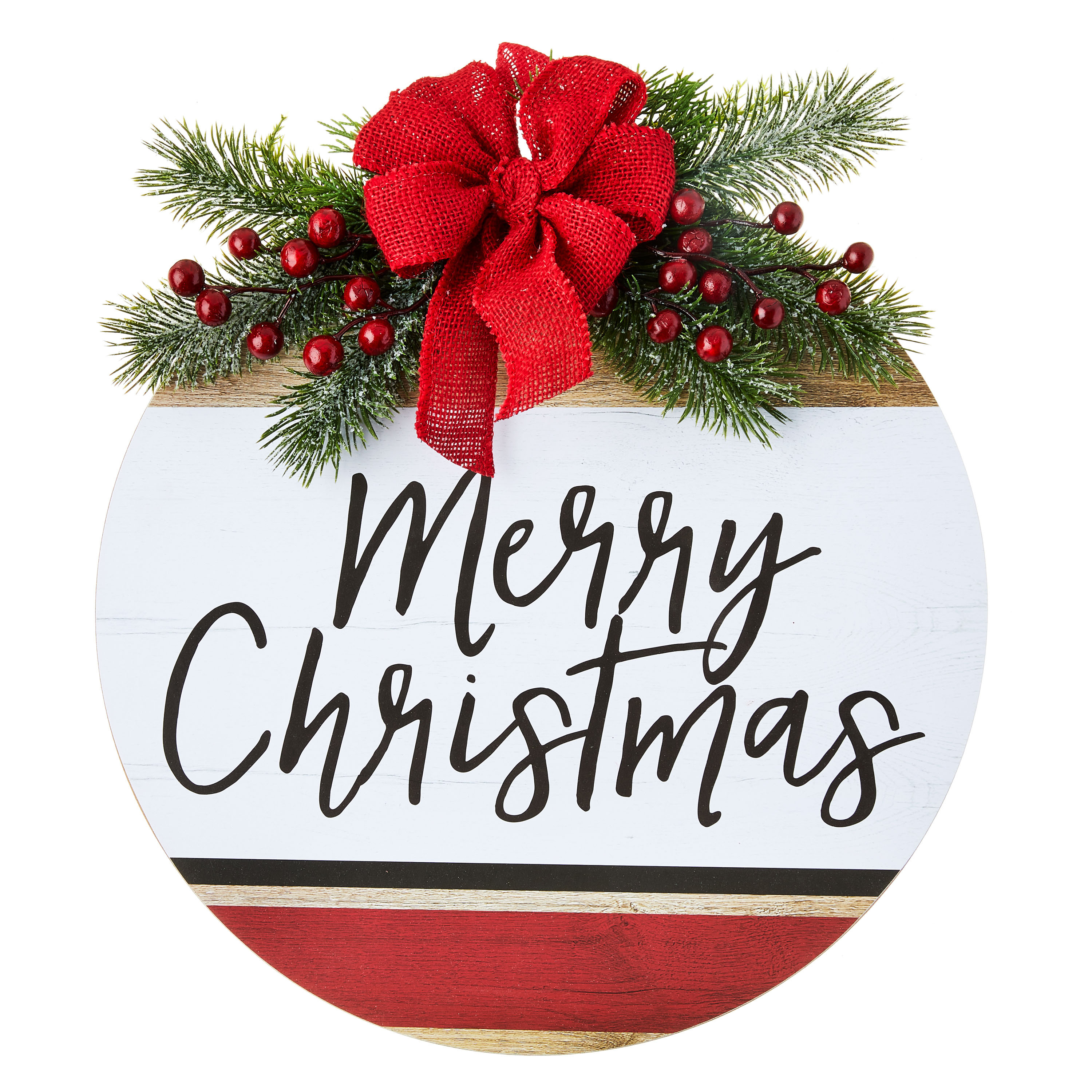 Holiday Time Round White Christmas Hanging Sign Decoration, 15" | Walmart (US)