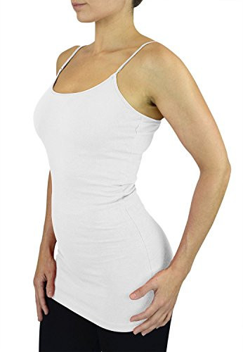 Belle Donne Camisole Tank Tops for Women Adjustable Spaghetti Strap Tank Tops Plus Size White Camisoles for Women - White Large | Amazon (US)