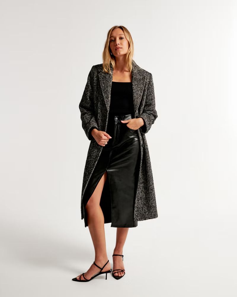 Women's Textured Tailored Topcoat | Women's Coats & Jackets | Abercrombie.com | Abercrombie & Fitch (US)
