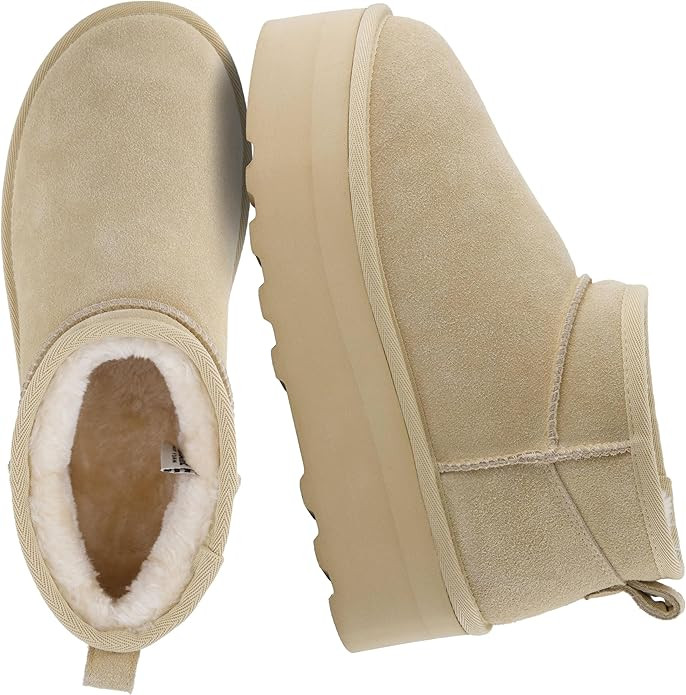 CUSHIONAIRE Hippy Women’s Platform Ankle Boots – Genuine Suede, Faux Fur Lining, Cozy Winter ... | Amazon (US)